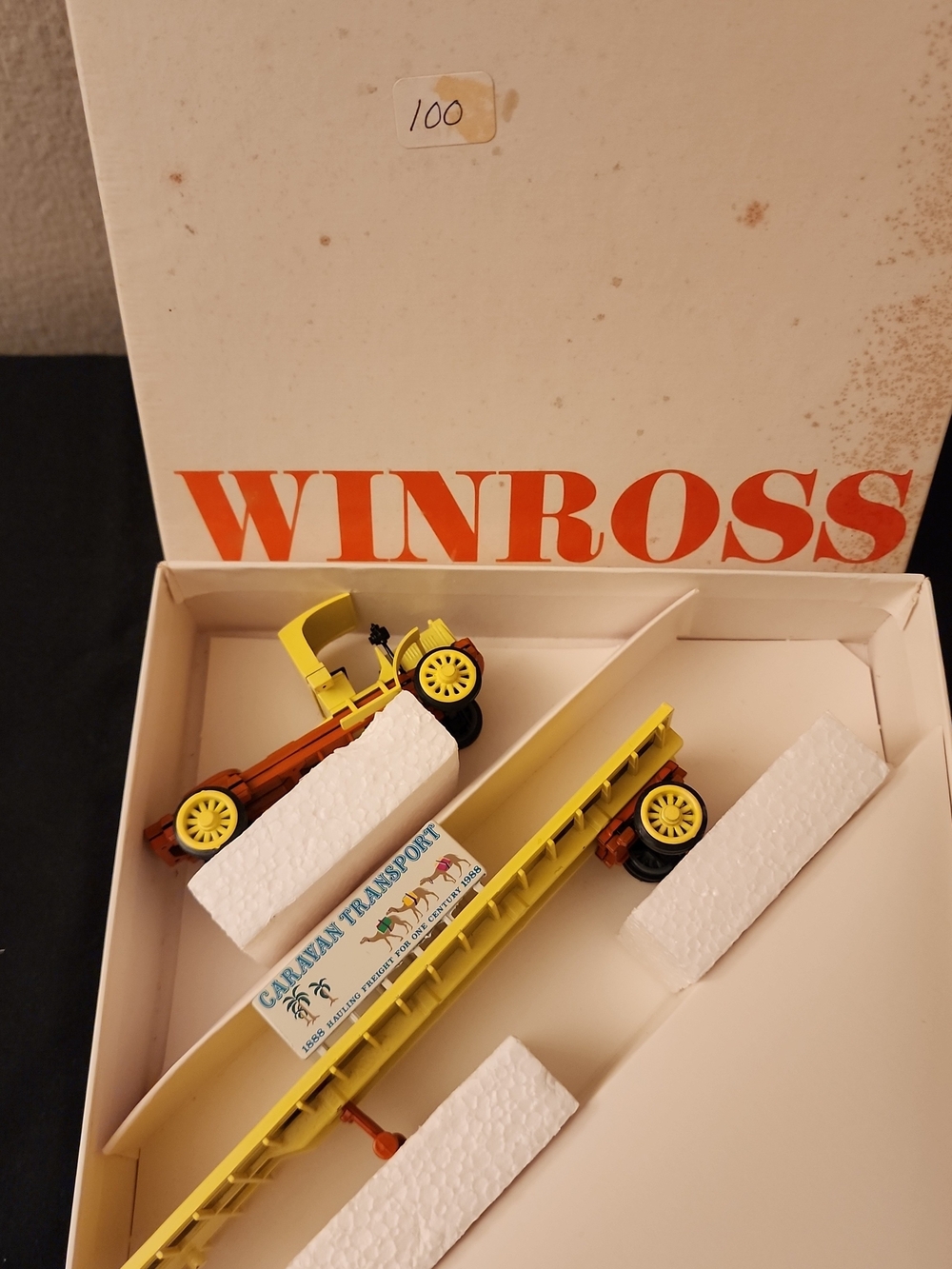 Vintage Winross Caravan Transport Flatbed Trailer Truck 9” Diecast Semi With Box